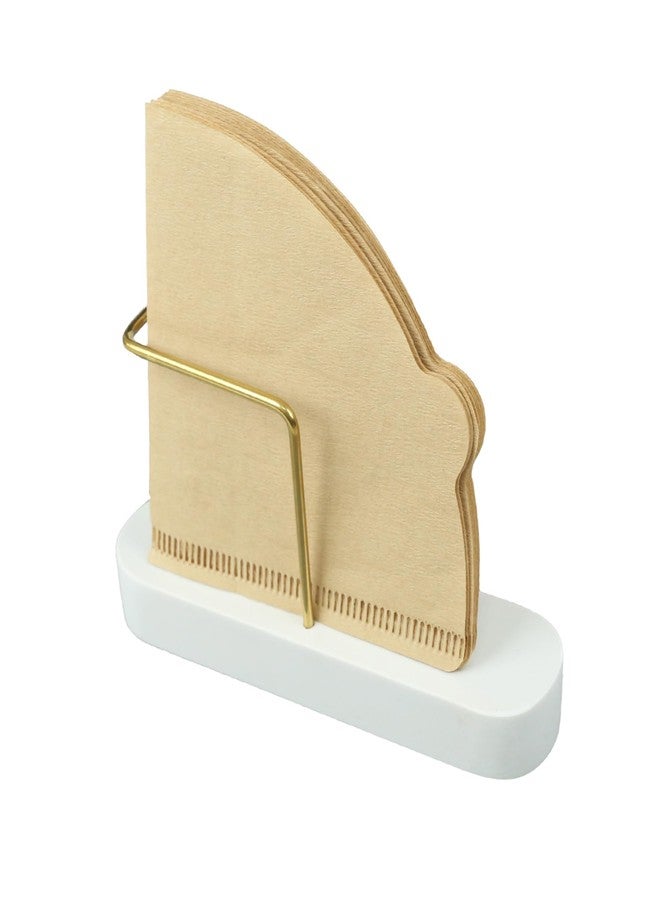 PUNNIO Coffee Filter Holder Storage, Marble & Brass Rack Coffee Filter Container for Coffee Bar/Home/Office, Compatible with #1/#2/#4/V60 Coffee Filter - Image 1